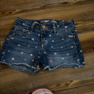 Cat & Jack Women's Blue Jean Shorts with Multicolor Hearts